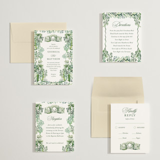 This is a sap petite wedding invitations with standard by Becky Nimoy called gates and pillars printing on signature in petite