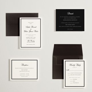 This is a mystic raven petite wedding invitations with standard by Cass Loh called chic union printing on signature in petite