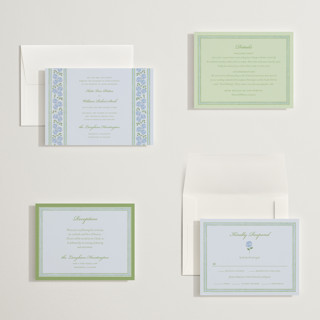 This is a coastal petite wedding invitations with standard by Madhvi Samimi called hydrangea vines printing on signature in petite