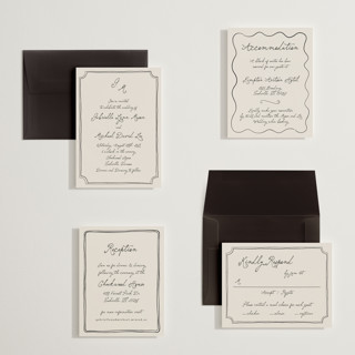 This is a vintage petite wedding invitations with standard by Kelly Watkins called felicity printing on signature in petite
