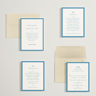 This is a cerulean petite wedding invitations with standard by Kristie Kern called the emma printing on signature in petite