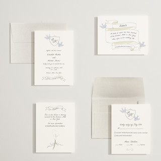 This is a cloud petite wedding invitations with standard by Helena Vitto called birds of paradise printing on signature in petite