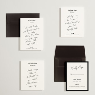 This is a ivory petite wedding invitations with standard by Studio Suku called hotel printing on signature in petite