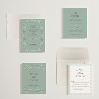 This is a buttermint petite wedding invitations with standard by Laura Hankins called trailing garden printing on signature in petite