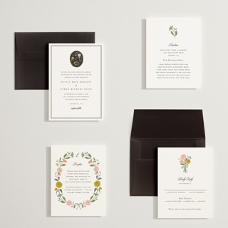 This is a swan petite wedding invitations with standard by Lori Wemple called botanical cameo printing on signature in petite