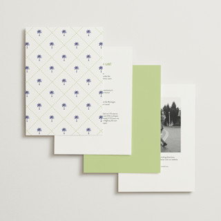 This is a key lime wedding invitations with standard by Susan Zinader called island palm printing on signature in standard