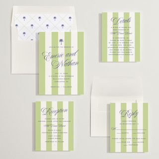 This is a key lime wedding invitations with standard by Susan Zinader called island palm printing on signature in standard