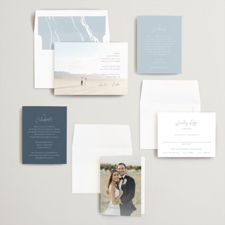 This is a azure wedding invitations with standard by Jennifer Postorino called handwritten printing on signature in standard