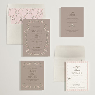 This is a tea rose wedding invitations with standard by Laura Hankins called trailing garden printing on signature in standard