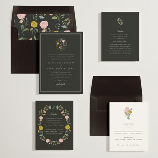 This is a ink wedding invitations with standard by Lori Wemple called botanical cameo printing on signature in standard