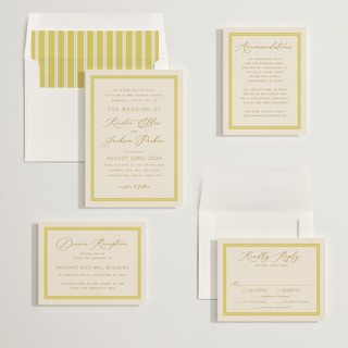 This is a limoncello wedding invitations with standard by Hooray Creative called twin border printing on signature in standard