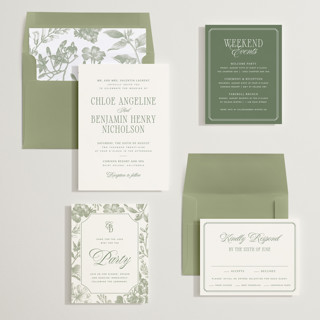 This is a moss wedding invitations with standard by Kelly Schmidt called woods printing on signature in standard