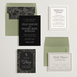 This is a midnight wedding invitations with standard by Kelly Schmidt called woods printing on signature in standard