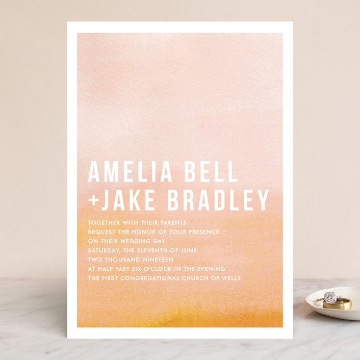 Ombre Wedding Invitations By Dean Street Minted Ombre Wedding Invitations In Mandarin By Dean Street