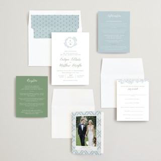 This is a dusty blue wedding invitations with standard by 2birdstone called french roses printing on signature in standard