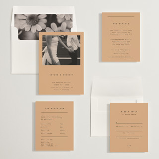 This is a peach wedding invitations with standard by Blustery August called nonnette printing on signature in standard