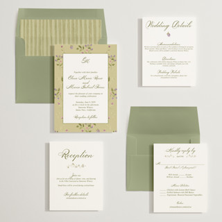 This is a olive wedding invitations with standard by Nicole Dragomir called wild berry watercolor printing on signature in standard