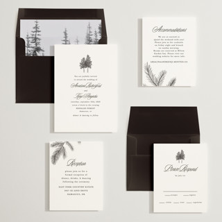 This is a snow wedding invitations with standard by Morgan Kendall called arboretum printing on signature in standard