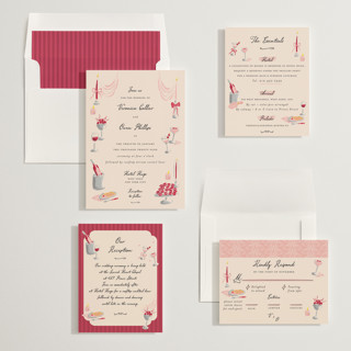 This is a cherry wedding invitations with standard by Sarah Rosenthal called velvet cherry printing on signature in standard