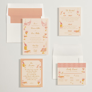 This is a sunrise wedding invitations with standard by Sarah Rosenthal called velvet cherry printing on signature in standard