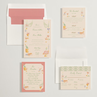 This is a pistachio wedding invitations with standard by Sarah Rosenthal called velvet cherry printing on signature in standard