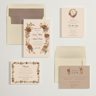This is a mocha wedding invitations with standard by Susan Moyal called cherished printing on signature in standard