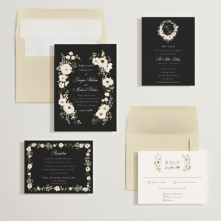 This is a black tie wedding invitations with standard by Susan Moyal called cherished printing on signature in standard