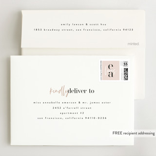 This is a champagne wedding invitations with standard by Angela Garrick called loved printing on signature in standard