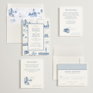 This is a sea wedding invitations with standard by Jenna Holcomb called san francisco toile printing on signature in standard