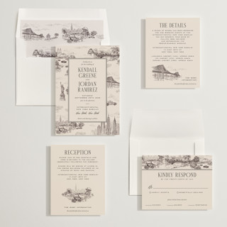 This is a antique wedding invitations with standard by Jenna Holcomb called new york toile printing on signature in standard