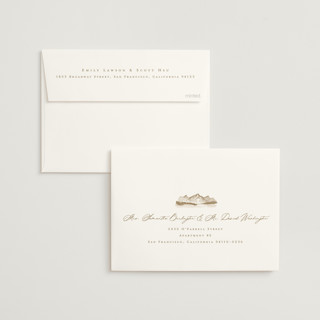 This is a champagne wedding invitations with standard by Amy Kross called mountain ridge printing on signature in standard