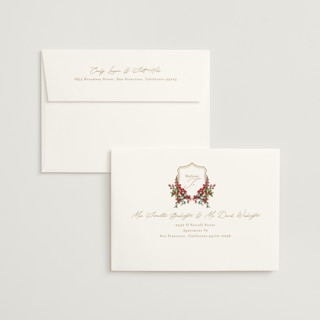 This is a scarlet wedding invitations with standard by Susan Moyal called romantic florals printing on signature in standard