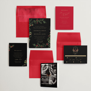 This is a scarlet wedding invitations with standard by Susan Moyal called romantic florals printing on signature in standard