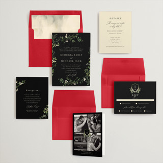 This is a coal wedding invitations with standard by Susan Moyal called romantic florals printing on signature in standard