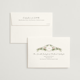 This is a blush wedding invitations with standard by Susan Moyal called hydrangea vine printing on signature in standard