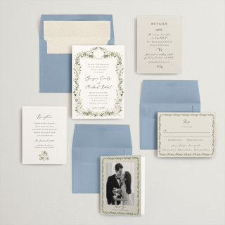 This is a porcelain wedding invitations with standard by Susan Moyal called hydrangea vine printing on signature in standard