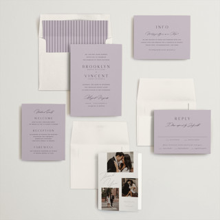This is a violet wedding invitations with standard by Kelly Schmidt called merryvale printing on signature in standard