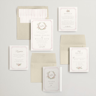 This is a rose quartz wedding invitations with standard by Everett Paper Goods called chelsea printing on signature in standard