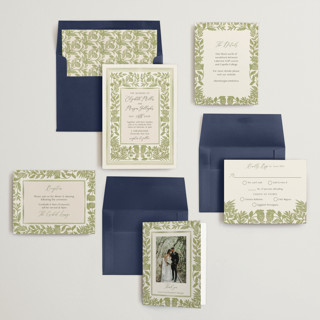 This is a olive wedding invitations with standard by Elly called porcelain floral printing on signature in standard