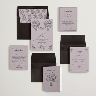 This is a lavender wedding invitations with standard by Ani Somi called roses printing on signature in standard