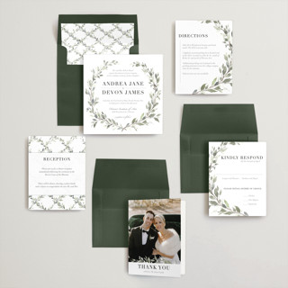 This is a linen wedding invitations with standard by Katrina Crouch called watercolor wreath printing on signature in standard