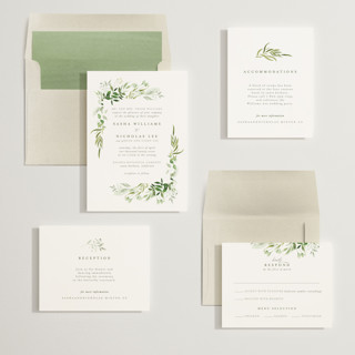 This is a garden wedding invitations with standard by Leah Bisch called verdure printing on signature in standard