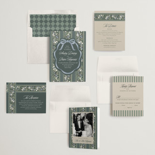 This is a juniper wedding invitations with standard by Jackie Crawford called holiday ribbon printing on signature in standard