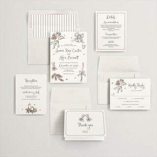 This is a noir wedding invitations with standard by Cass Loh called holidays ink doodles printing on signature in standard