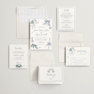 This is a winter forest wedding invitations with standard by Cass Loh called holidays ink doodles printing on signature in standard