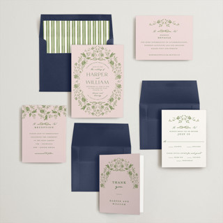 This is a english ivy wedding invitations with standard by Susan Zinader called daisy toile printing on signature in standard