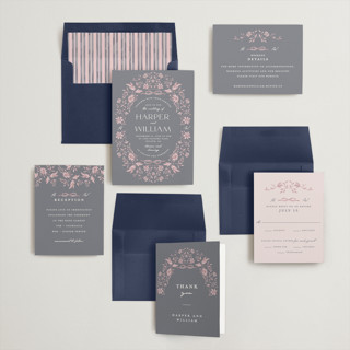 This is a peri wedding invitations with standard by Susan Zinader called daisy toile printing on signature in standard
