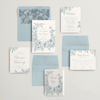 This is a lake wedding invitations with standard by Leah Bisch called wreath in bloom printing on signature in standard