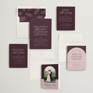 This is a merlot wedding invitations with standard by Jessica Corliss called little party big love printing on signature in standard