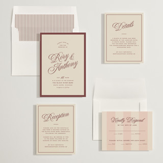 This is a burgundy wedding invitations with standard by Ellen Schlegelmilch called rory printing on signature in standard